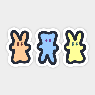 Pastel Bunnies with upside-down Bunny Ghost Sticker